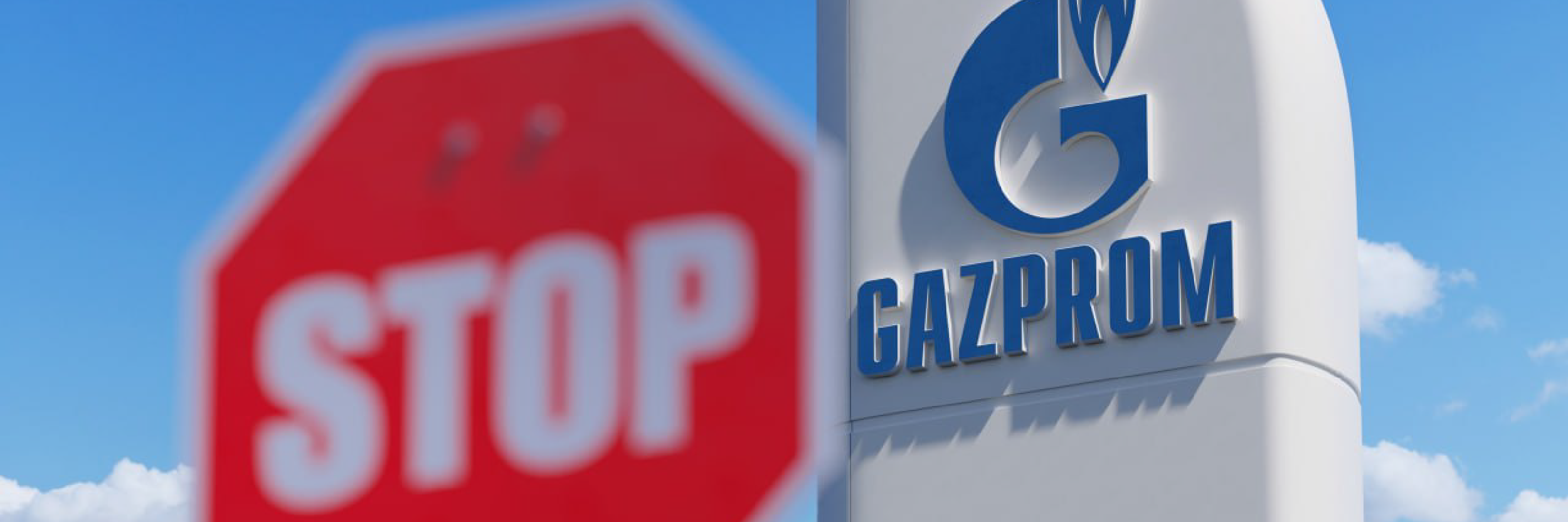 Logotipo de Gazprom con la señal de stop